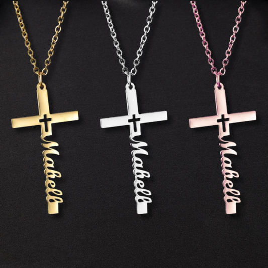 Personalized Faithful Name Cross Necklace