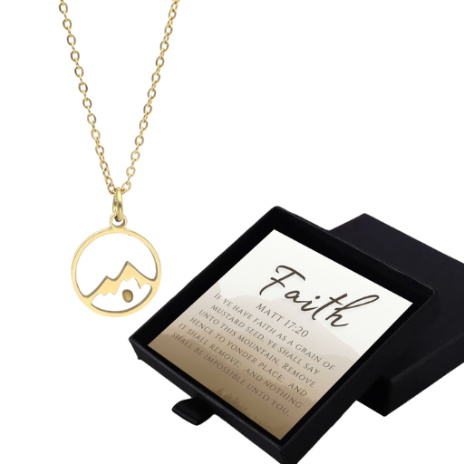 Faith of a Mustard Seed Inspirational Necklace with Scripture Card and Gift Box