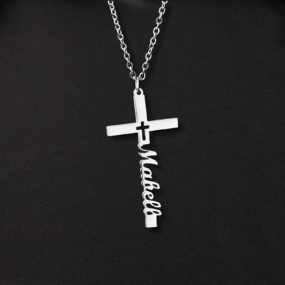 Personalized Faithful Name Cross Necklace