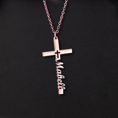 Personalized Faithful Name Cross Necklace