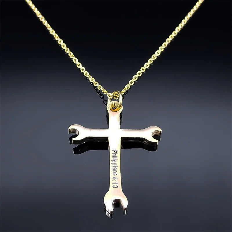 Wrench Cross Necklace