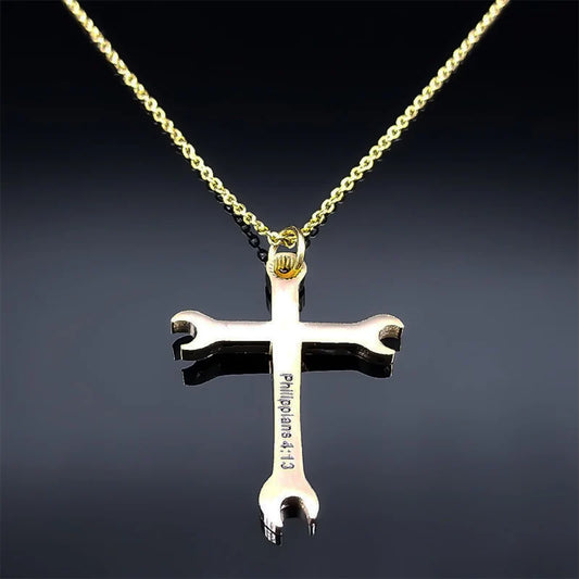 Wrench Cross Necklace